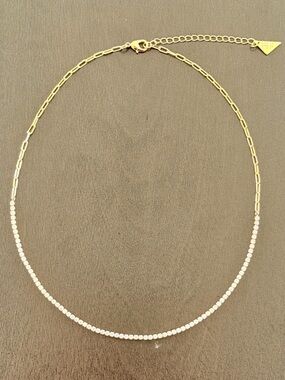 Sterling Forever 14K Gold Plated Dani Chain Tennis Necklace NWOT